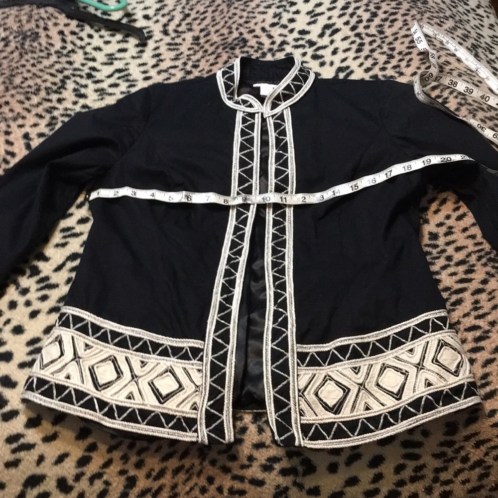Black Blazer w/white abstract design.